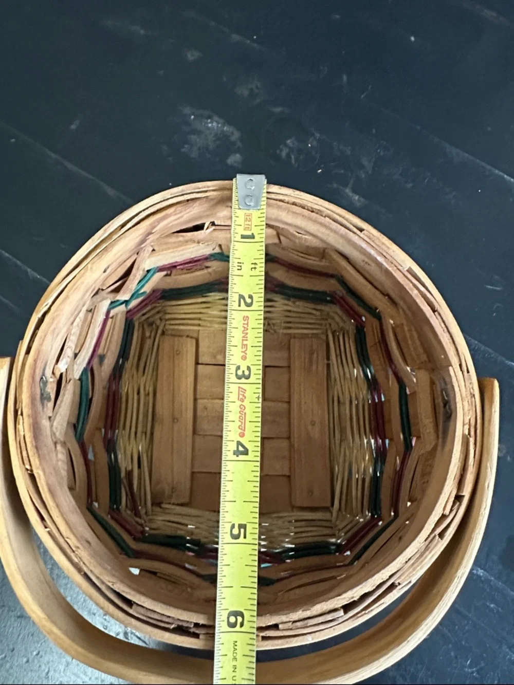 Handwoven Rustic Apple Accent Basket in Natural, Red & Green